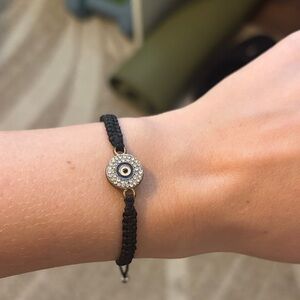 Evil Eye Pavé Disc Bracelet - Black